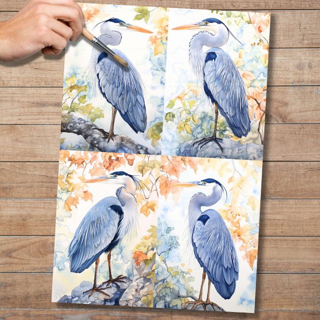 Mousseline Blue Heron Collage 1 papier décolpage (Créateur téléchargé)