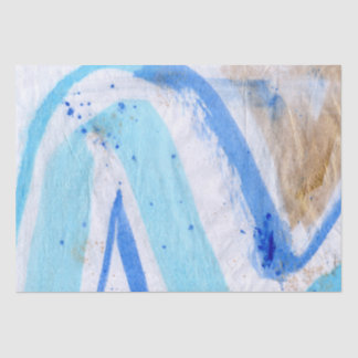 Mousseline Blues 029 Abstrait Aquarelle Peint Papier Tissu