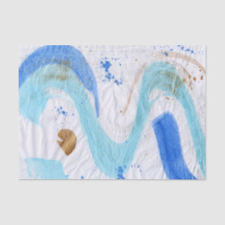 Mousseline Blues 030 Abstrait Aquarelle Peint Papier Tissu