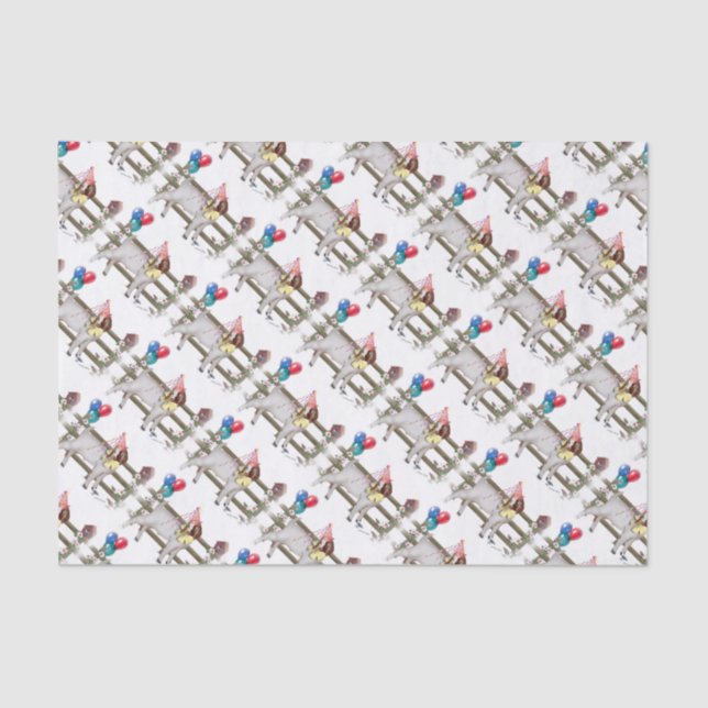 Mousseline Boer Chèvre Motif Anniversaire Fête Tissu Papier (Recto)
