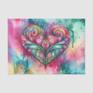 Mousseline Bohème Sèche Aquarelle Coeur | Papier de découpage