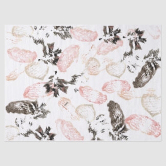Mousseline Boho Feuilles et plumes Tissu Papier