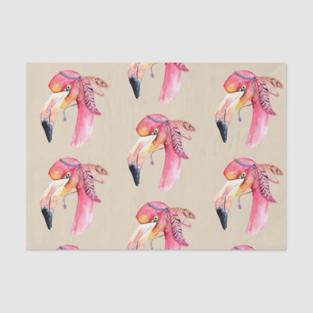 Mousseline Boho Fiona Flamant rose papier (Recto)