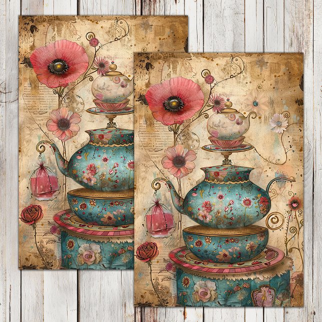 MOUSSELINE BOHO TEA PARTY DECOUPAGE TISSUE PAPIER (BOHO TEA PARTY DECOUPAGE TISSUE PAPER)