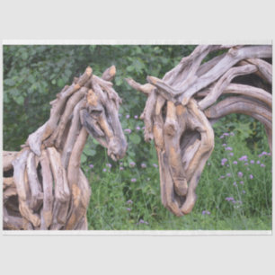 Mousseline bois sculpture de cheval papier de tissu