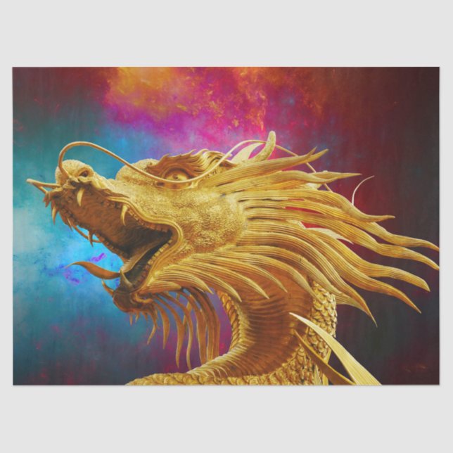 Mousseline bonne chance papier de tissu dragon chinois (Recto)