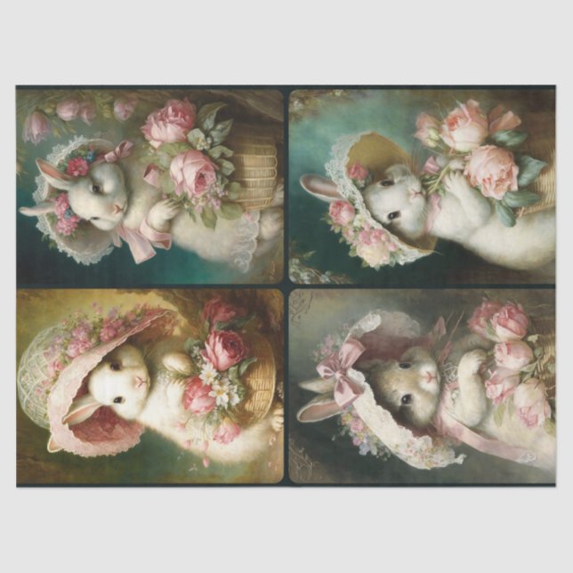 Mousseline Bonnet Bunnies Papier Tissu (Recto)