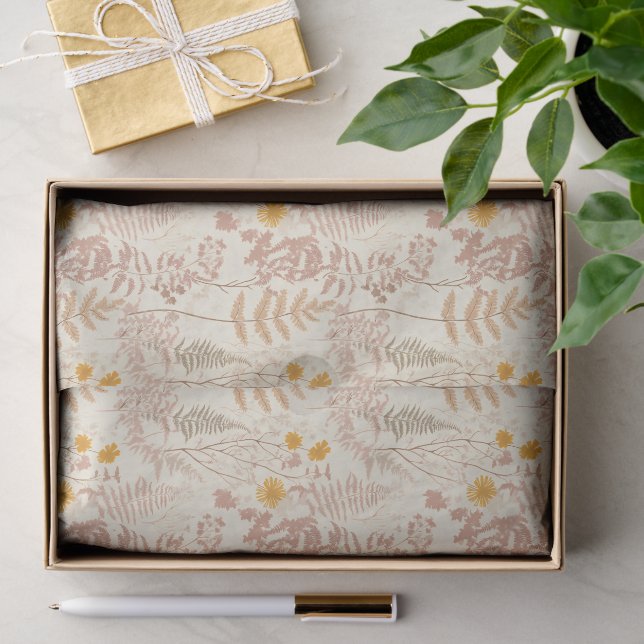 Mousseline Botanique Boho Motif Tissu Papier (Cadeau)