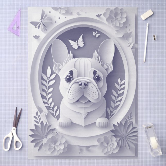 Mousseline Bouledogue français en papier  (Artisanat)