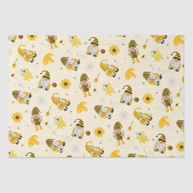 Mousseline Bumble Bee Tournesol Jaune Gnome Tissu Papier (Recto)