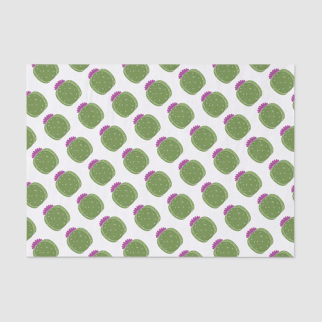 Mousseline Cactus courts à fleurs roses Imprimer Papier Tissu (Recto)