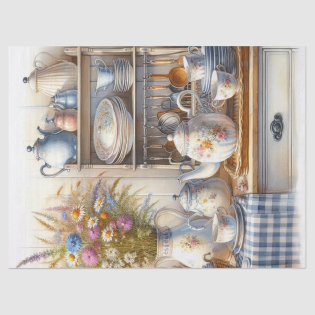 Mousseline Café de ferme et papier de tissus Fleur sauvage (Recto)