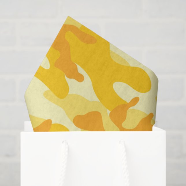 Mousseline Camo Jaune Lumineux Happy Cadeau Papier Tissu (Sac cadeau)