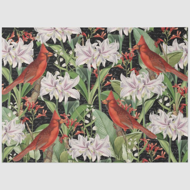 Mousseline Cardinal moderne Amaryllis Collage Papier Tissu (Recto)