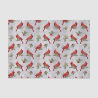 Mousseline Cardinaux d'hiver et papier de tissus de pins