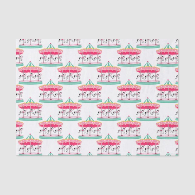 Mousseline Carrousel Circus motif papier tissu (Recto)