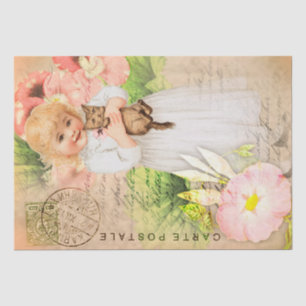 Mousseline Carte Postale vintage Baby Girl Decoupage Papier T