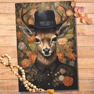 Mousseline Cerf en costume, Casquette avec fleurs 1 papier dé