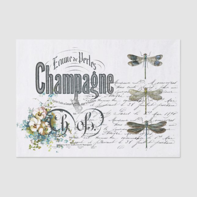Mousseline Champagne des dragons de France Papier Tissu Vinta (Recto)