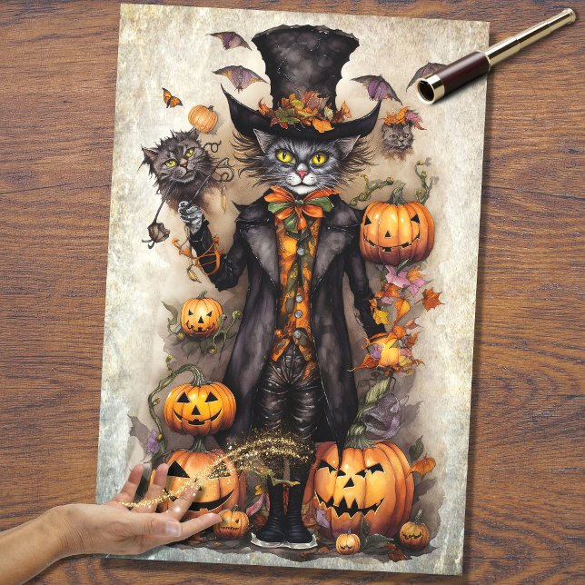 Mousseline Chat Éffrayant Whimsical 1 Halloween papier découp (Créateur téléchargé)