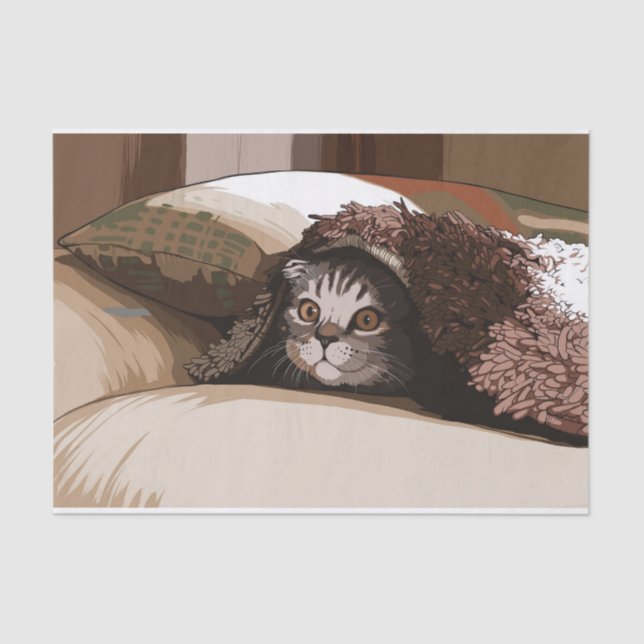 Mousseline chat sous papier de tissu (Recto)