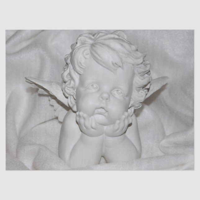 Mousseline cherub dans du papier de tissu blanc (Recto)