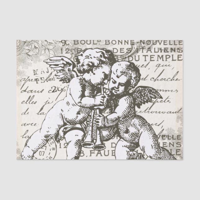 Mousseline Cherub Decoupage papier de tissus - Français Vinta (Recto)