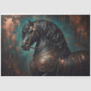 Mousseline "Cheval friésien en armure" Découpage Papier de ti