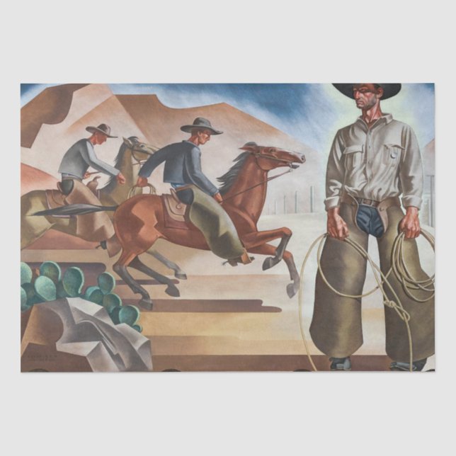 Mousseline Chevaux à cheval Cowboy Tissu Papier (Recto)