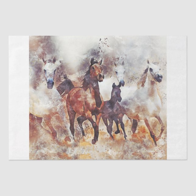 Mousseline Chevaux sauvages Western 15x15 Découpage Papier de (Recto)