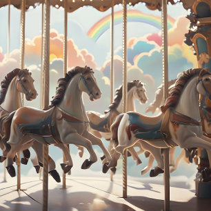 Mousseline Chevaux vintages Carousel Papier de découpage.