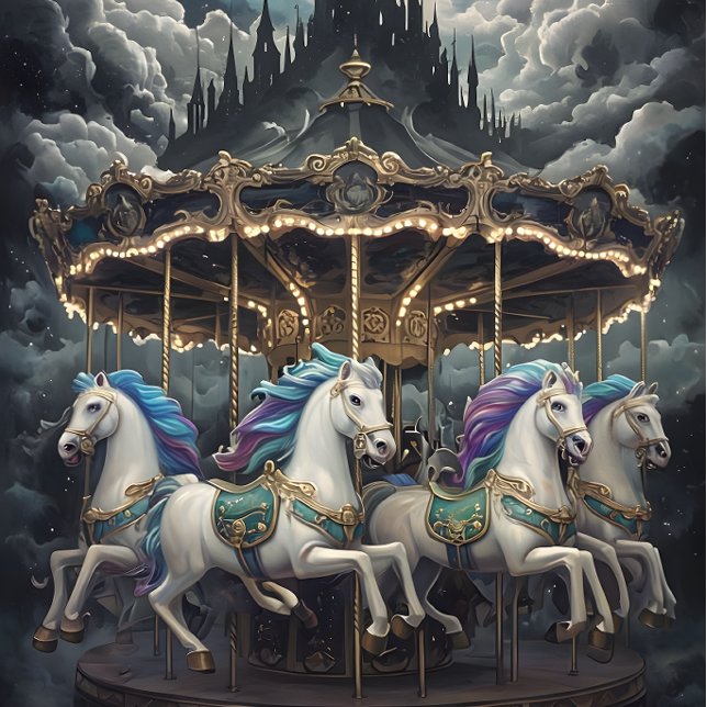 Mousseline Chevaux vintages Carousel Papier de découpage. (Créateur téléchargé)