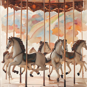 Mousseline Chevaux vintages Carousel Papier de découpage.