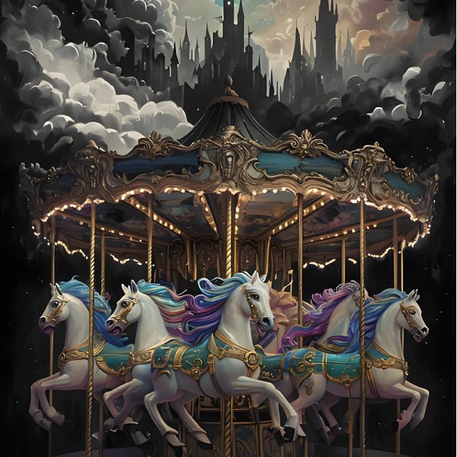 Mousseline Chevaux vintages Carousel Papier de découpage. (Créateur téléchargé)