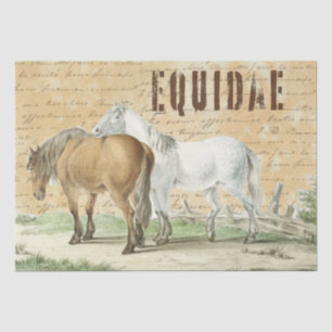 Mousseline Chevaux vintages dans le pâturage Pays Papier Tiss