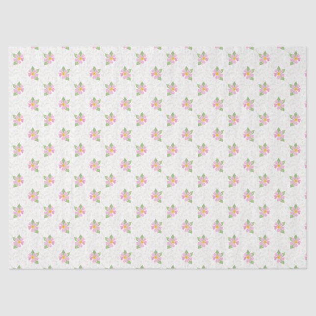 Mousseline Chic Roses de chien rose sur papier de tissus blan (Recto)