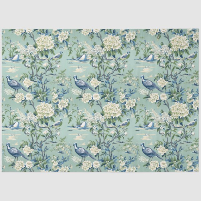 Mousseline Chinoiserie Motif Floral Papier Tissu (Recto)