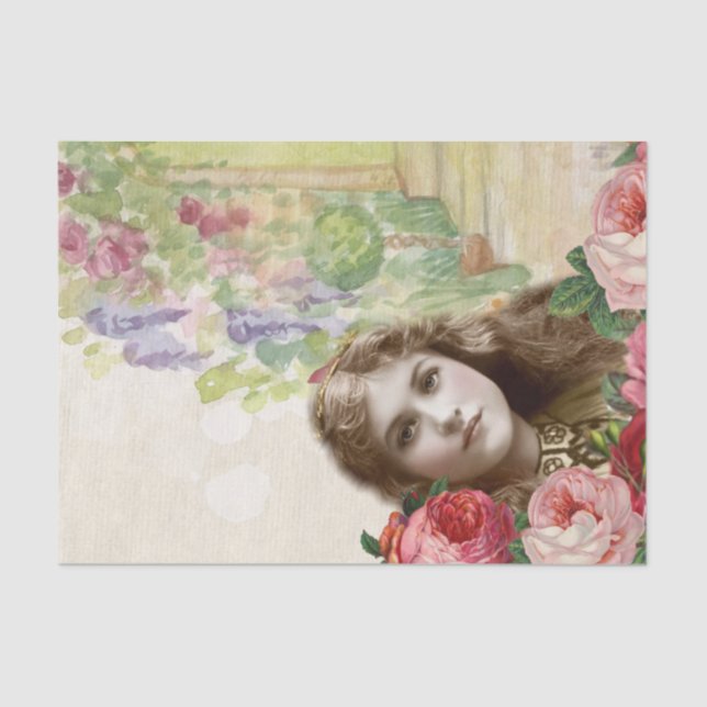 Mousseline Chou victorien Rose femme Floral Tissu Papier (Recto)