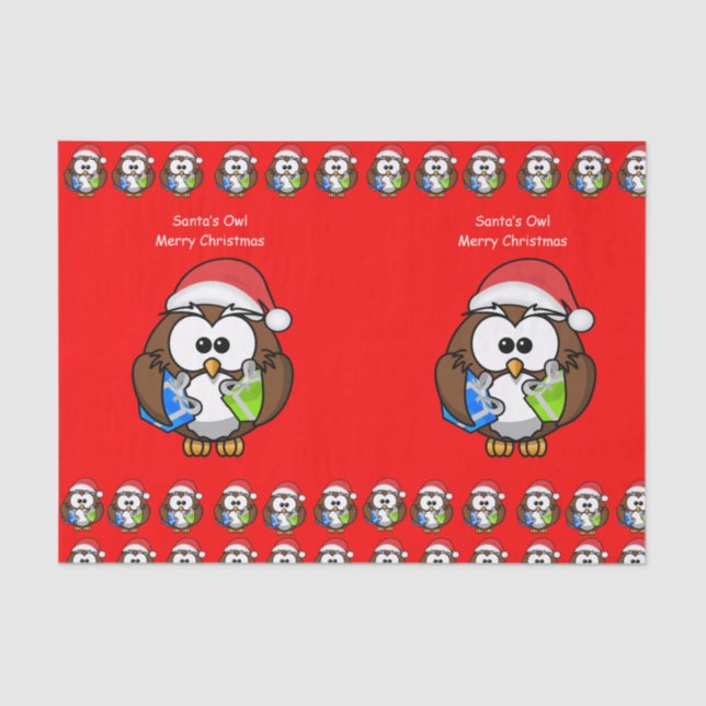 Mousseline Chouette de Noël en papier de tissu décoratif (Recto)