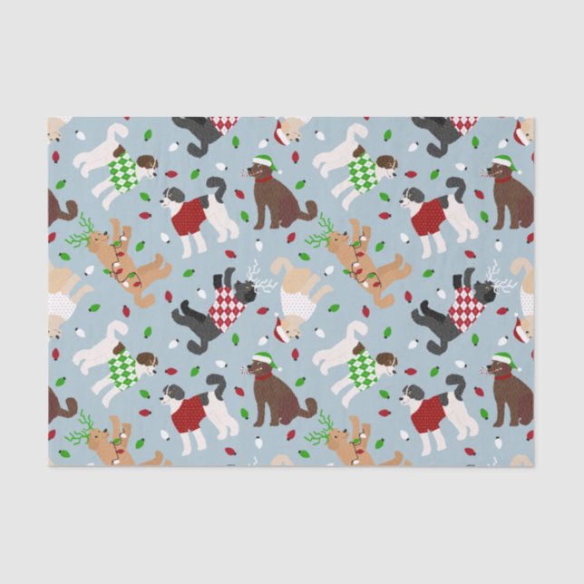 Mousseline Christmas Goldendoodle Labradoodle Tissu Papier (Recto)