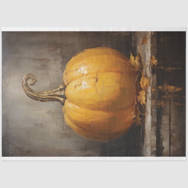 Mousseline Citrouille Vintage rustique - Découpage papier pap (Recto)