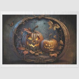 Mousseline Citrouilles d'Halloween en papier tissu