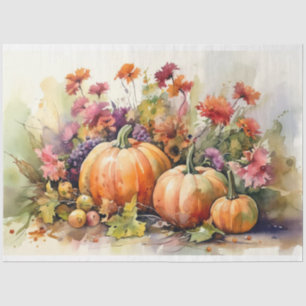 Mousseline Citrouilles et fleurs 7 Papier de découpage
