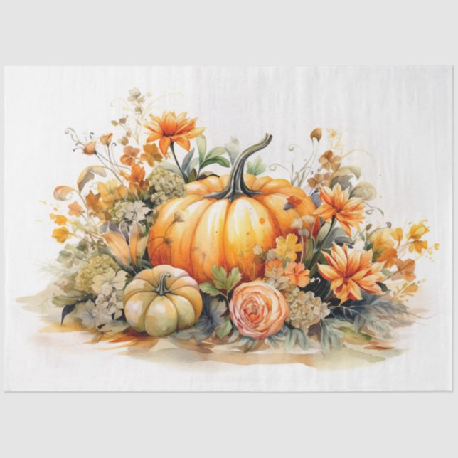 Mousseline Citrouilles et Floraux 6 Papier de découpage (Recto)