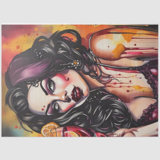 Mousseline Cocktail Cuties Sangria Decoupage Papier (Recto)