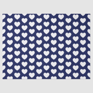 Mousseline Coeurs, blanc sur le papier de fond bleu de la mar