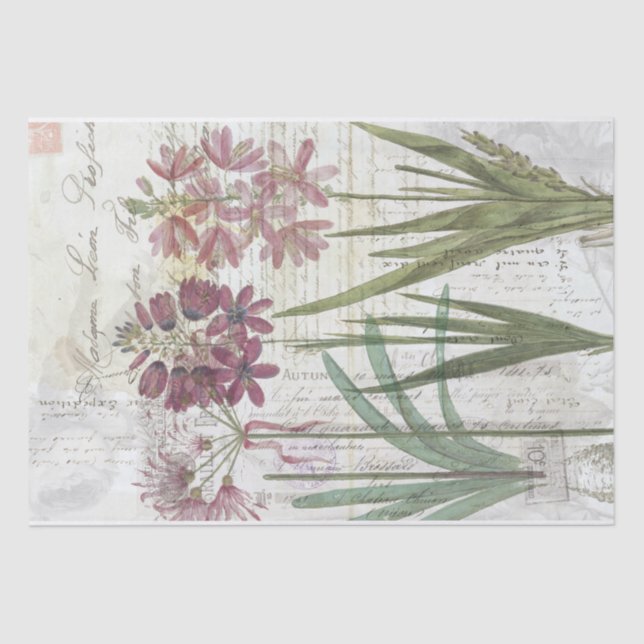 Mousseline Collage botanique Vintage - Papier de tissus (Recto)