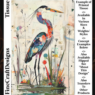 Mousseline Collage Contemporain Papier Héron BU9R Découpage