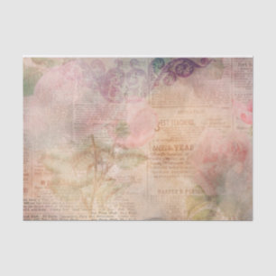 Mousseline Collage de papier journal rose