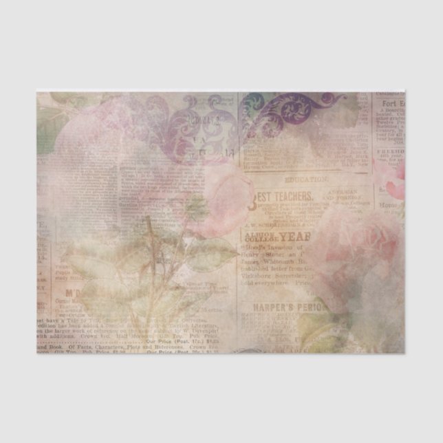 Mousseline Collage de papier journal rose (Recto)